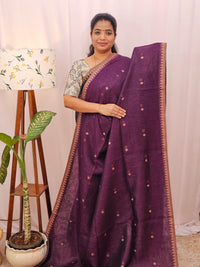 Pure Linen by Linen Sarees - Purple