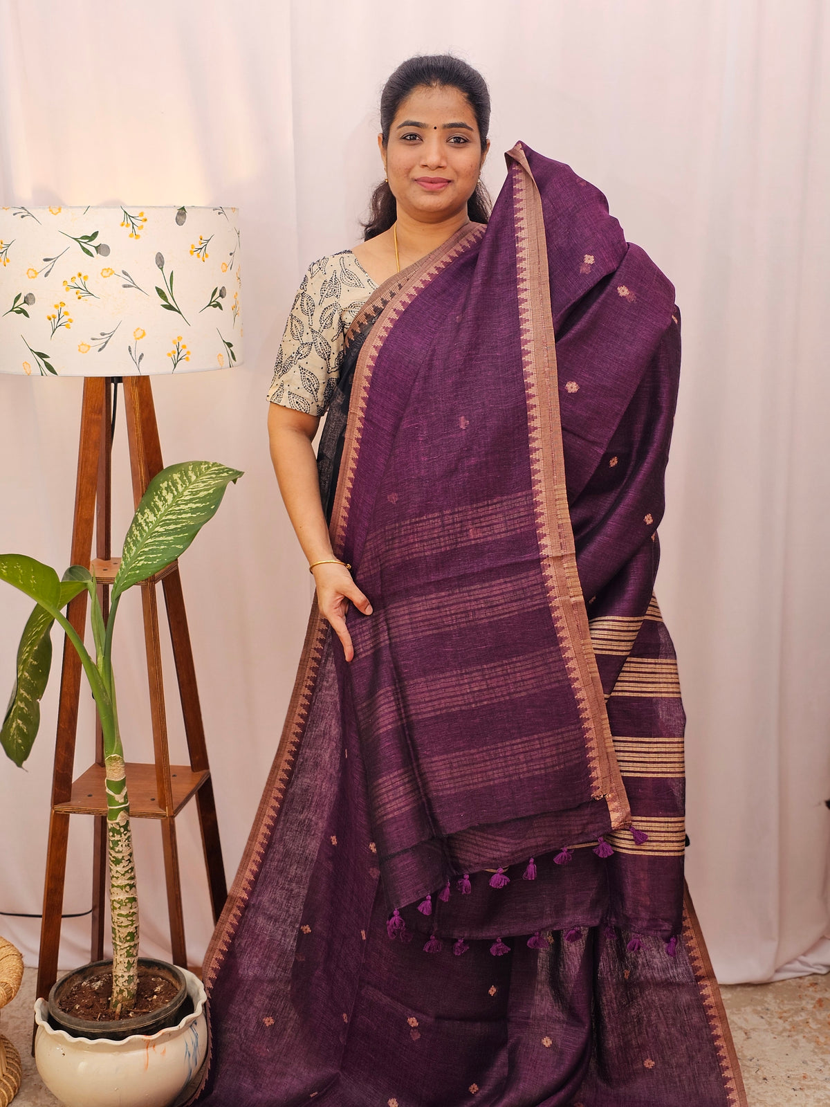 Pure Linen by Linen Sarees - Purple