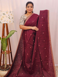 Pure Linen by Linen Sarees - Maroon