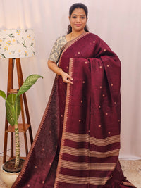 Pure Linen by Linen Sarees - Maroon