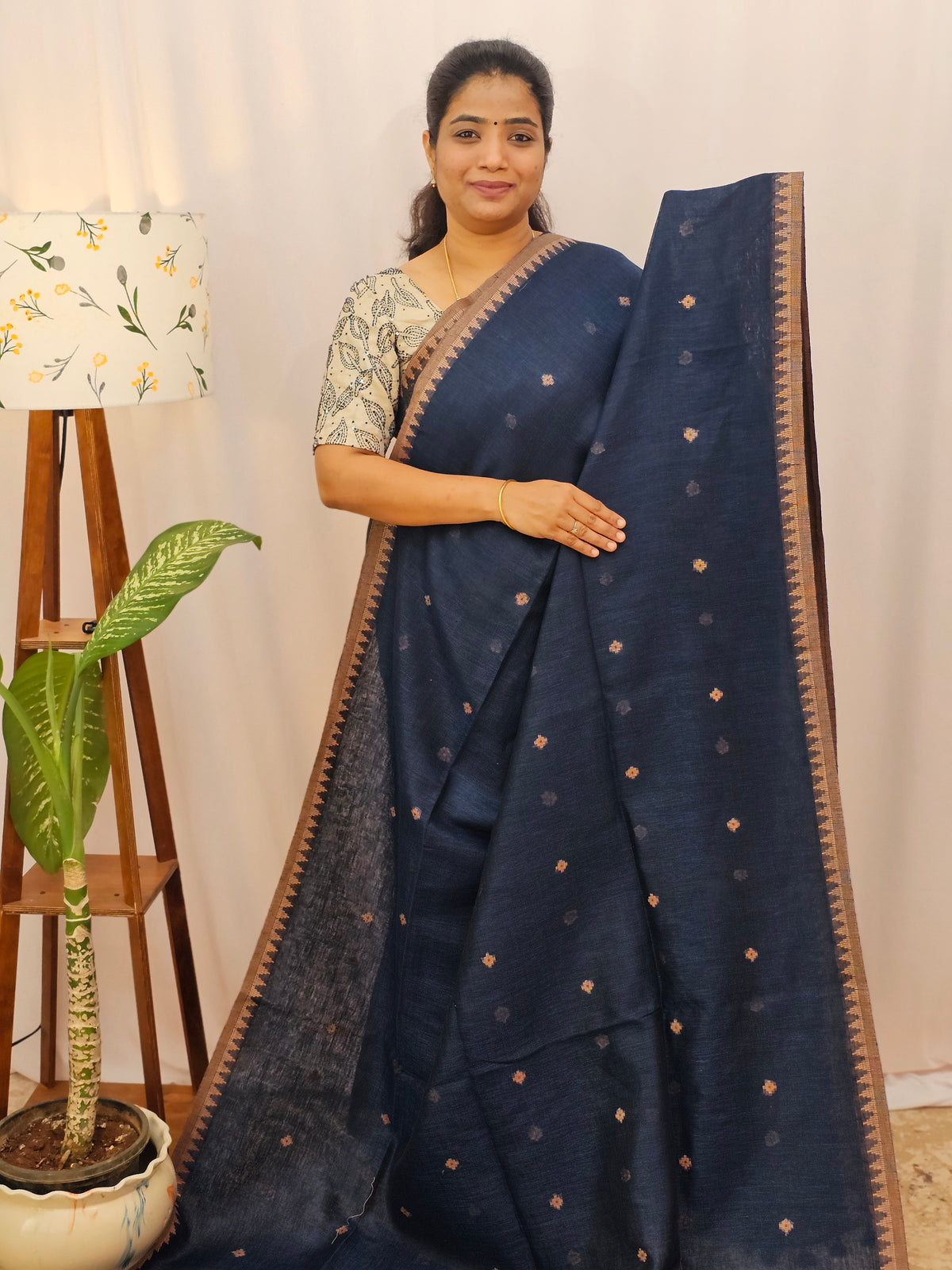 Pure Linen by Linen Sarees - Dark Blue