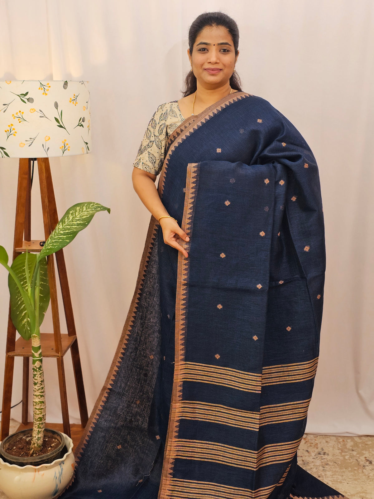 Pure Linen by Linen Sarees - Dark Blue
