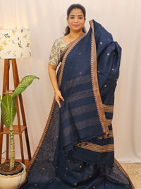 Pure Linen by Linen Sarees - Dark Blue