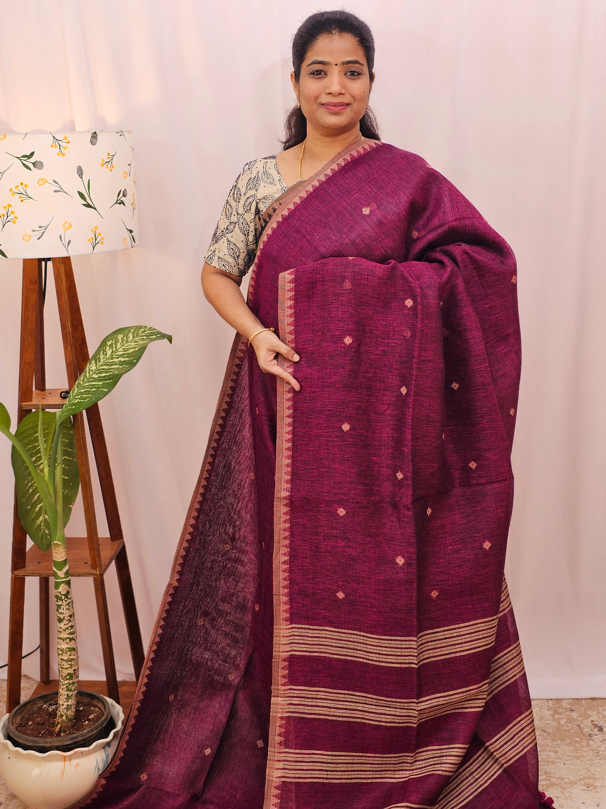 Pure Linen by Linen Sarees - Magenta Pink