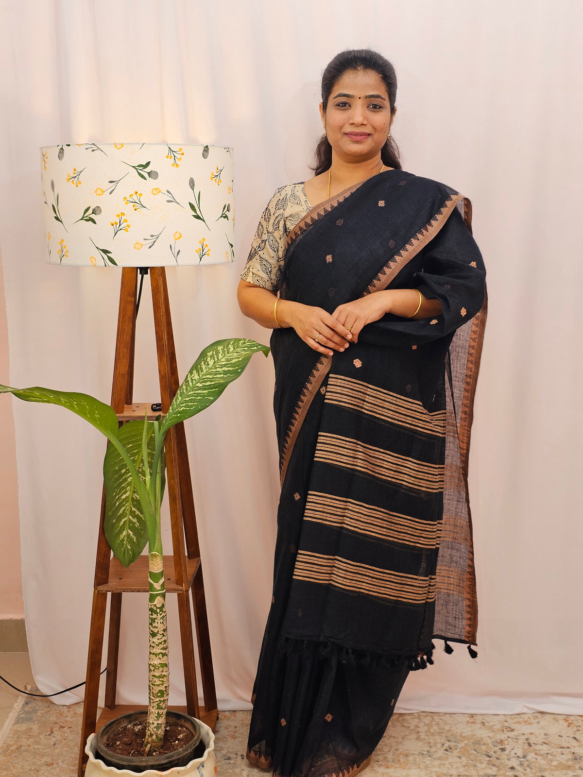 Pure Linen by Linen Sarees - Black