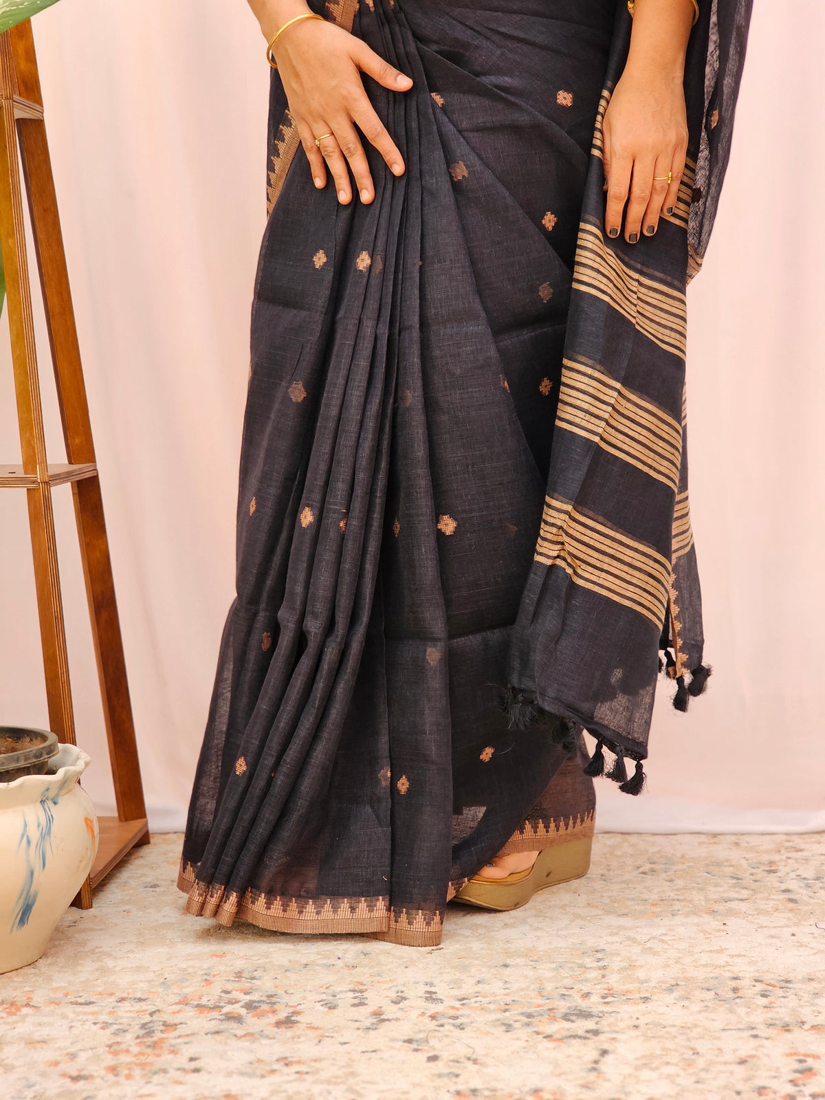 Pure Linen by Linen Sarees - Black