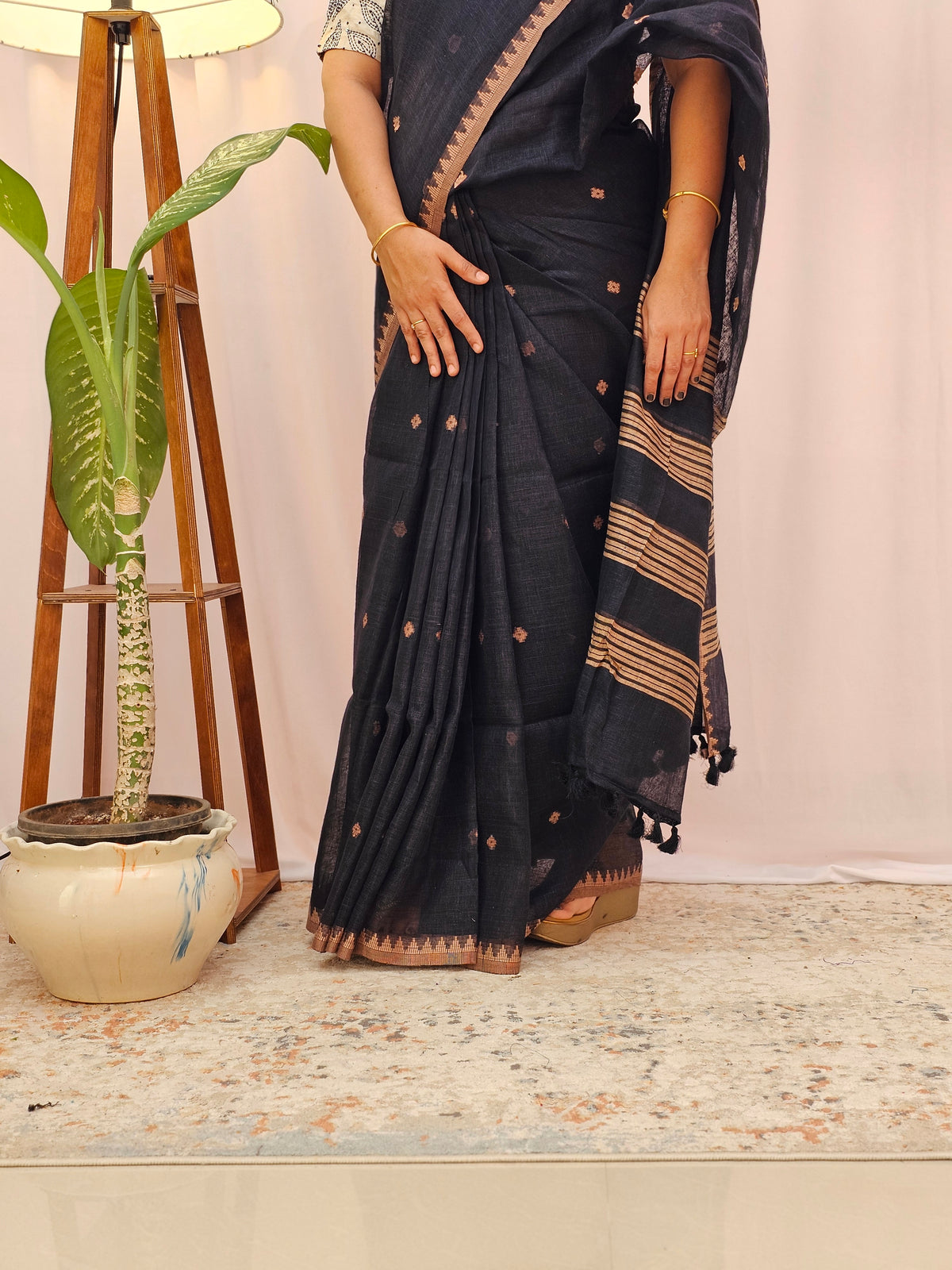 Pure Linen by Linen Sarees - Black