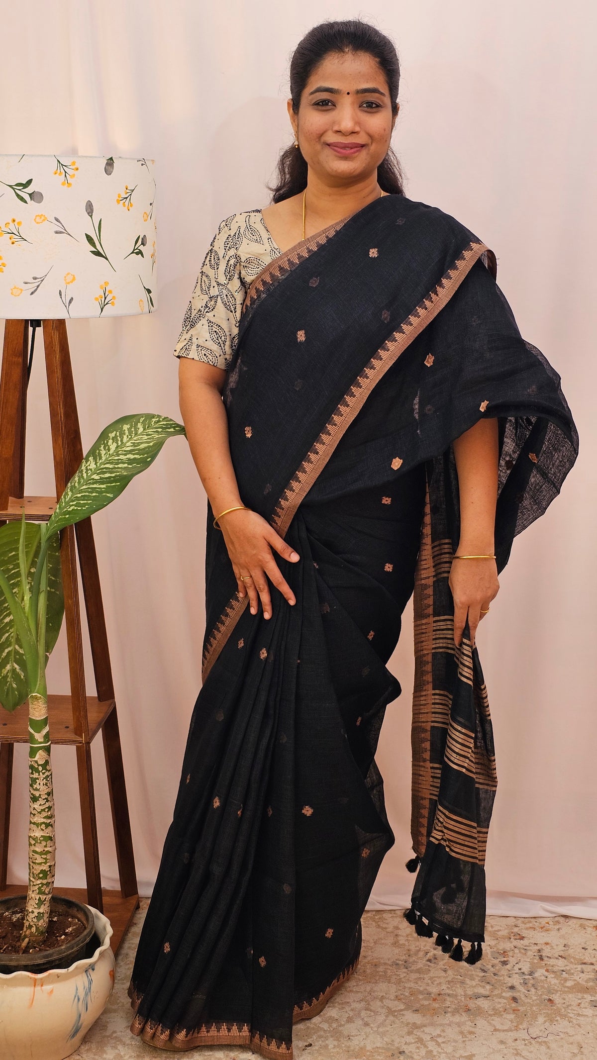 Pure Linen by Linen Sarees - Black