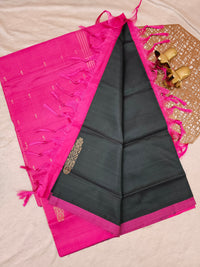 Dark Green with Pink Chinnalampattu Saree with Blouse