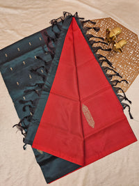 Bricky Red with Peacock Green Chinnalampattu Saree with Blouse