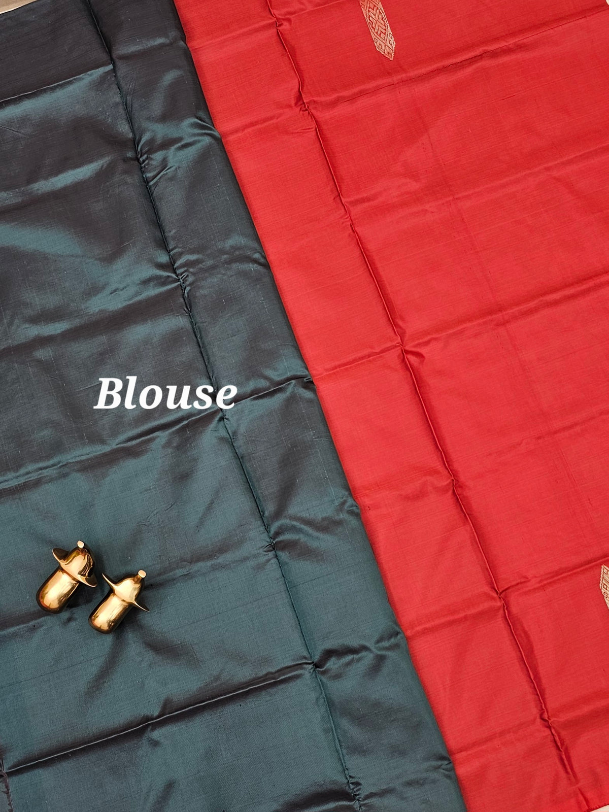 Bricky Red with Peacock Green Chinnalampattu Saree with Blouse