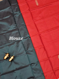 Bricky Red with Peacock Green Chinnalampattu Saree with Blouse