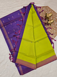 Green with Purple Chinnalampattu Saree with Blouse