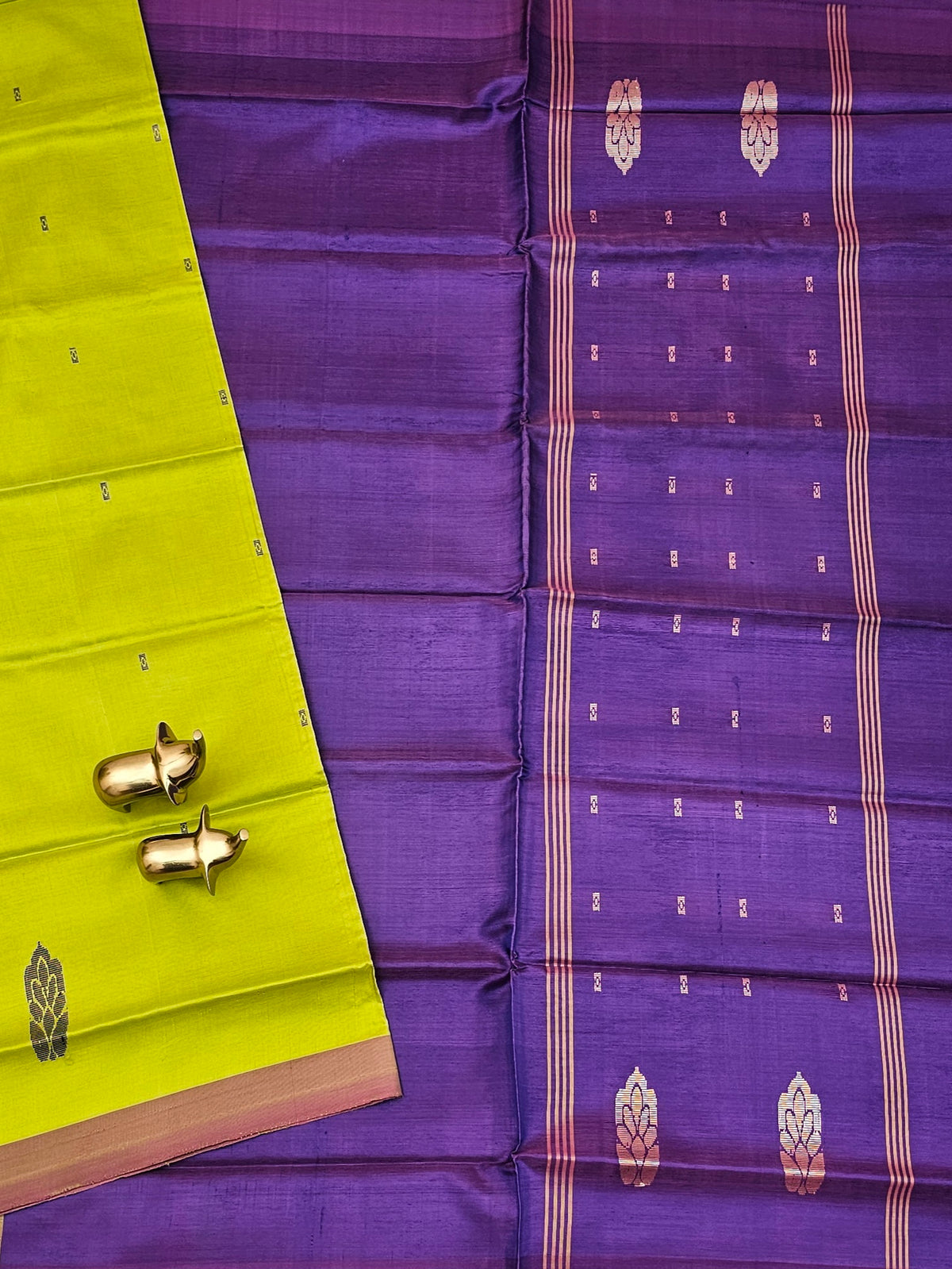 Green with Purple Chinnalampattu Saree with Blouse