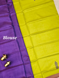 Green with Purple Chinnalampattu Saree with Blouse