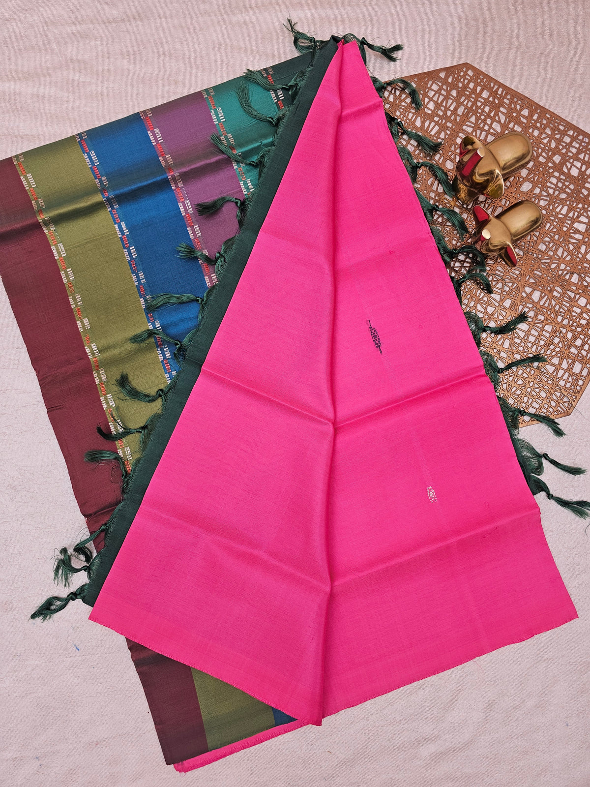 Pink with Multishade  Chinnalampattu Saree with Blouse