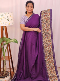 Chennuri Silk With Gap Border Kalamkari Sarees - Purple