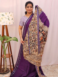 Chennuri Silk With Gap Border Kalamkari Sarees - Purple