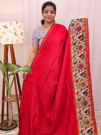 Chennuri Silk With Gap Border Kalamkari Sarees - Red