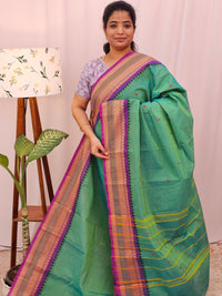 Kanchi Cotton Saree - Green Purple