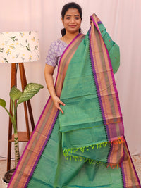 Kanchi Cotton Saree - Green Purple