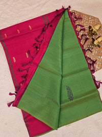 Green with Dark Pink Chinnalampattu Saree with Blouse