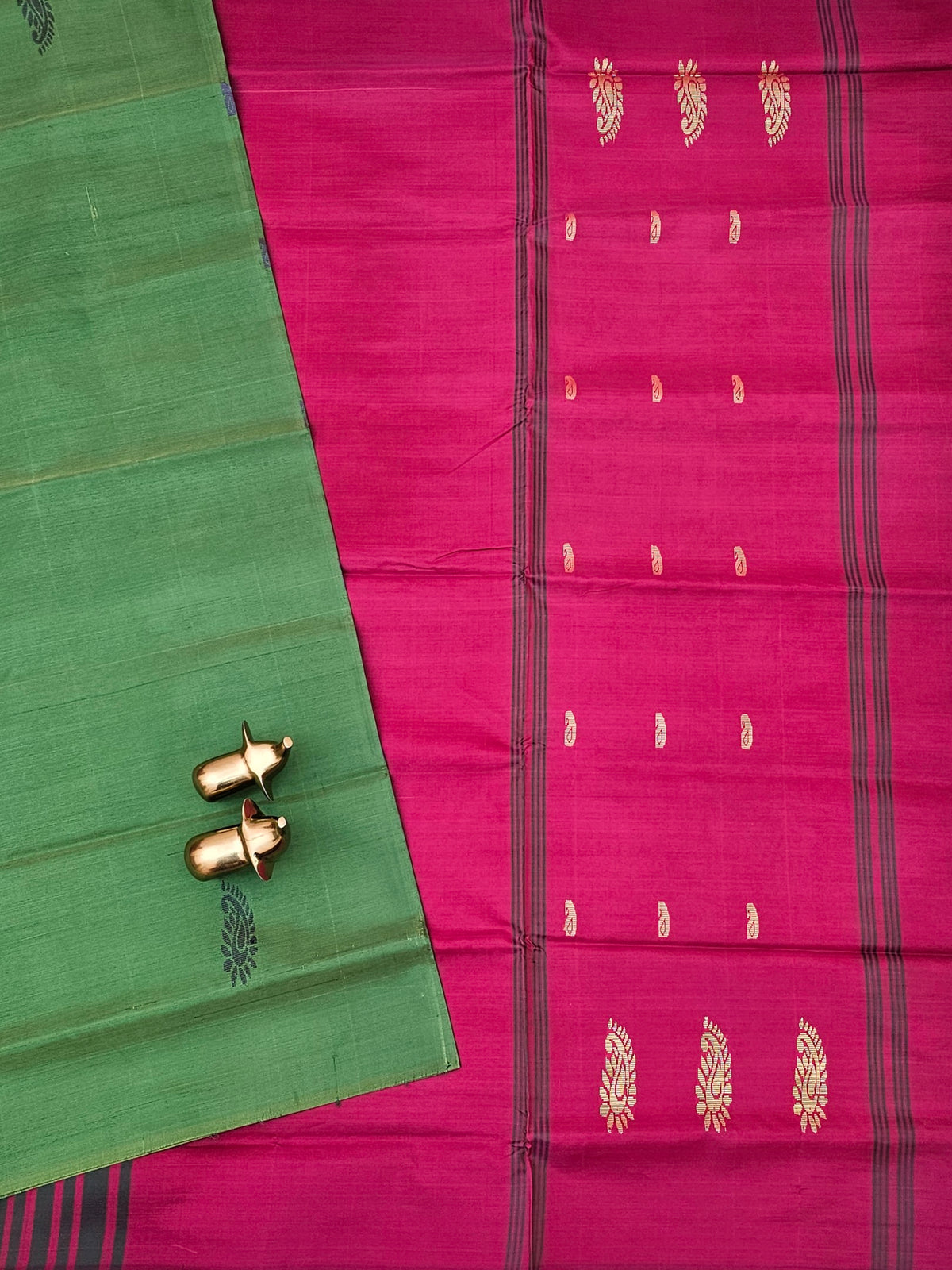 Green with Dark Pink Chinnalampattu Saree with Blouse