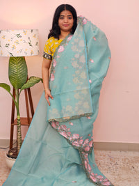 Organza Tissue Saree - Sea Green