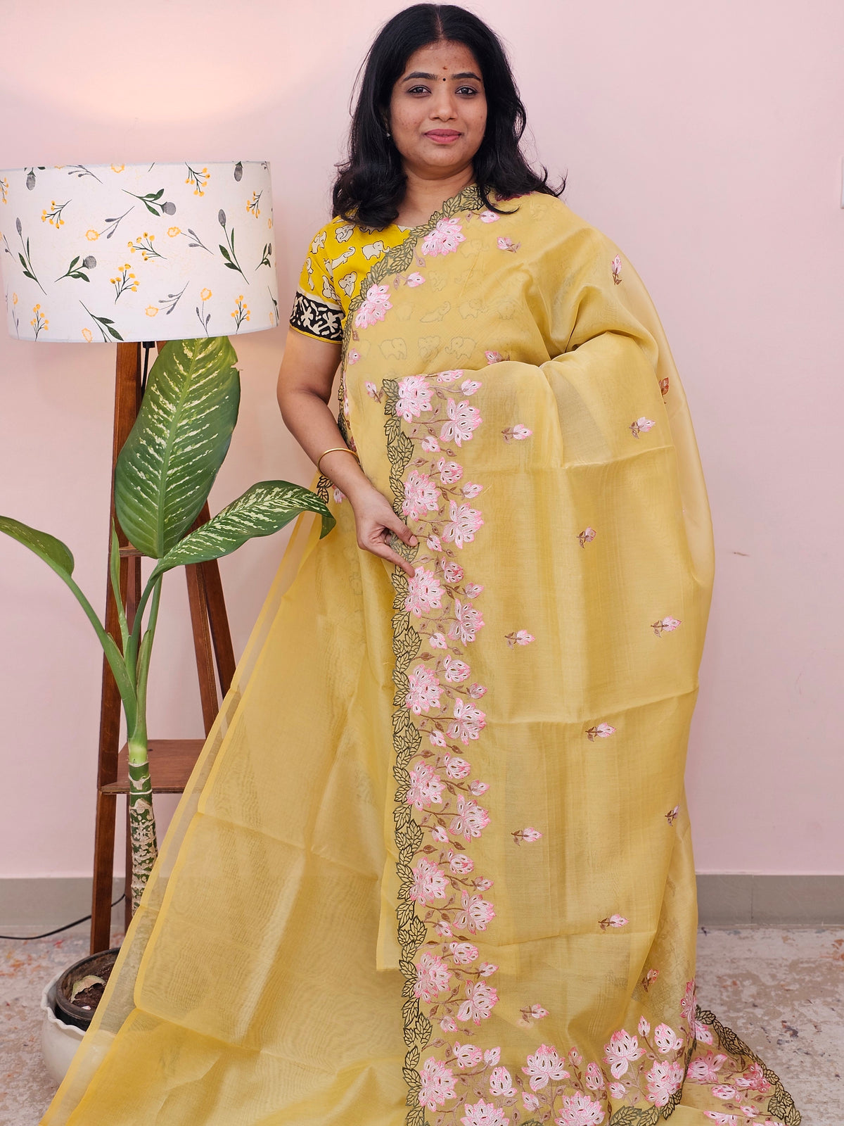 Organza Tissue Saree - Yellow