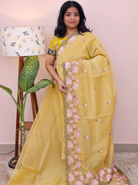 Organza Tissue Saree - Yellow