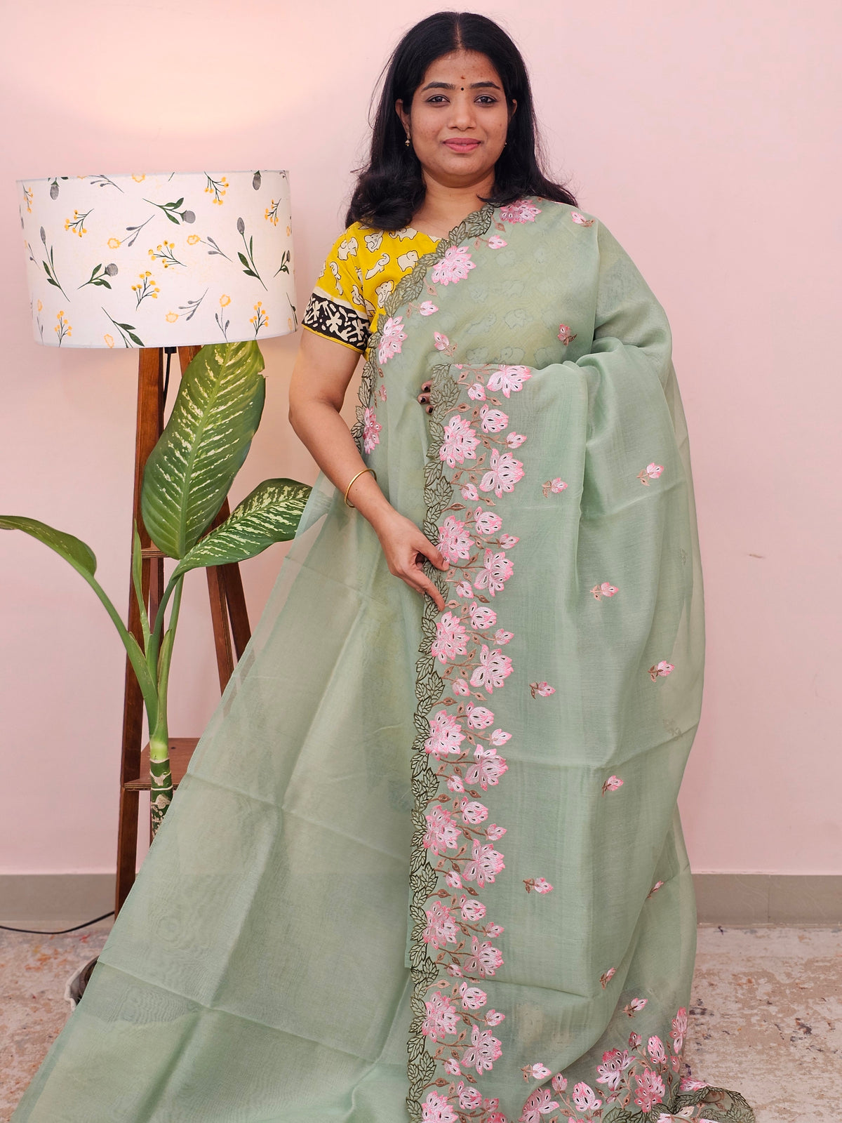 Organza Tissue Saree - Green