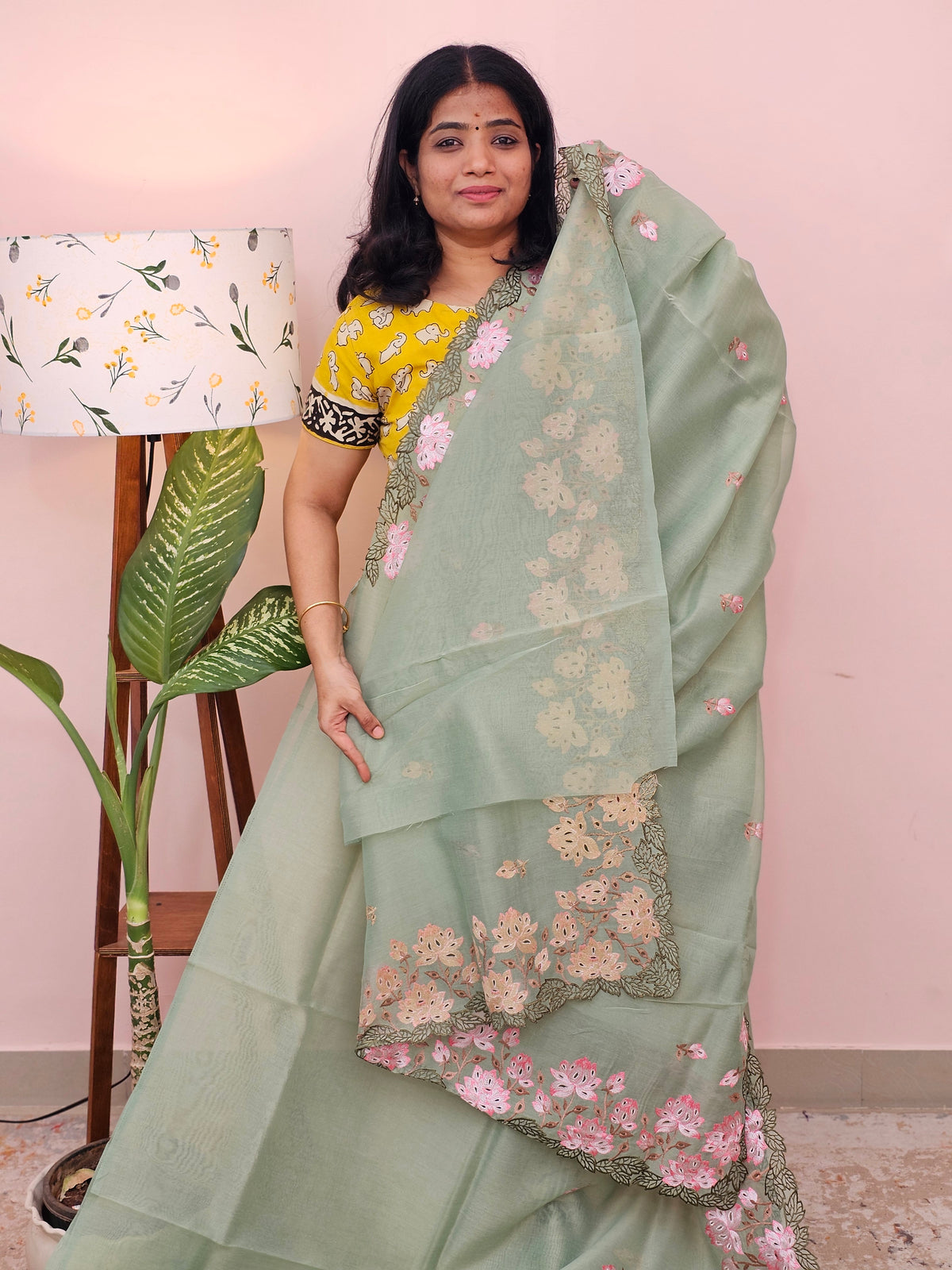 Organza Tissue Saree - Green