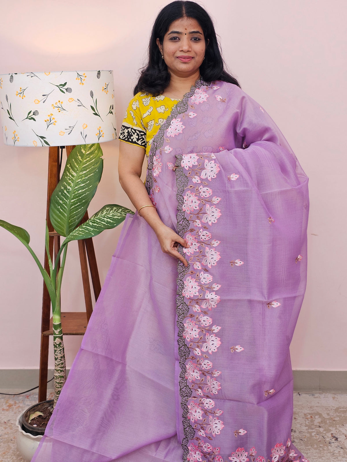 Organza Tissue Saree - Lavender