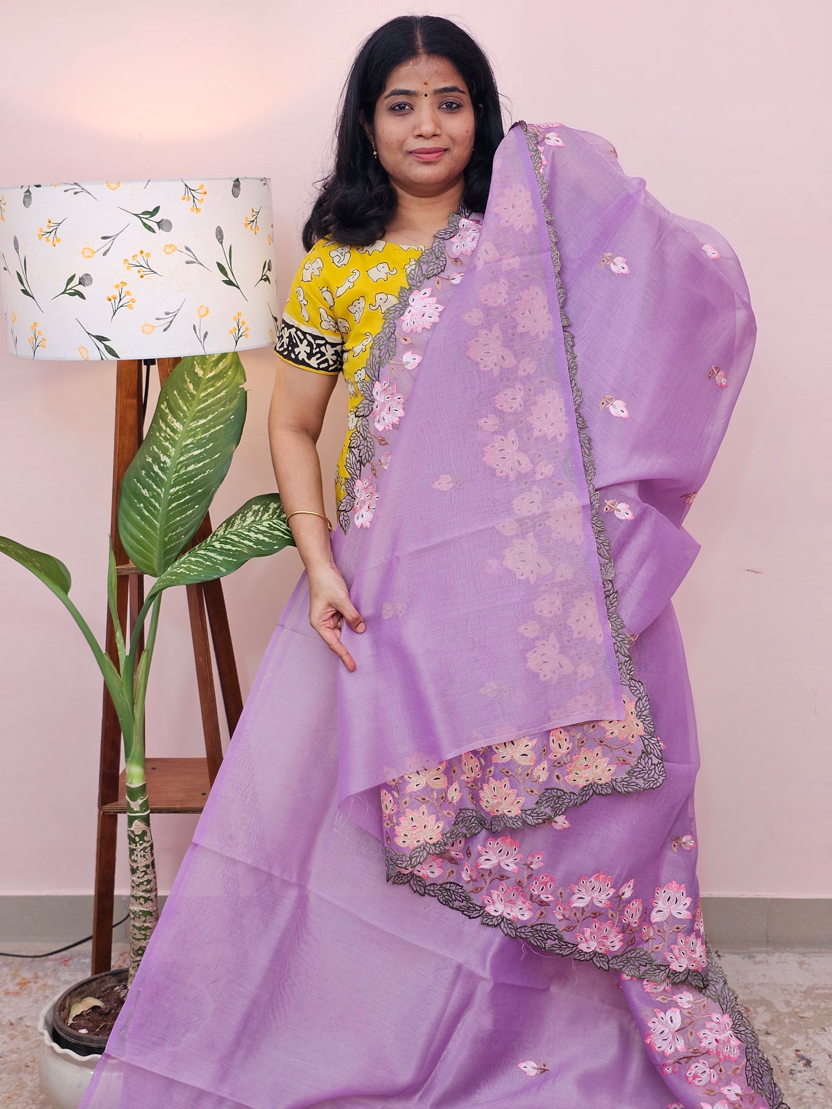 Organza Tissue Saree - Lavender