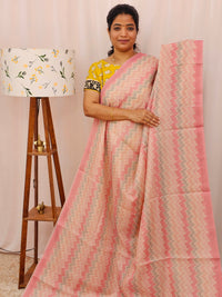 Premium Semi Kota Tussar with Zig Zag Digital Prints (Aari Work) Saree - Pink