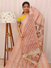 Premium Semi Kota Tussar with Zig Zag Digital Prints (Aari Work) Saree - Peach