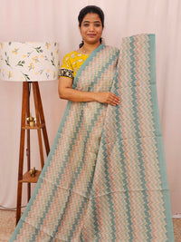 Premium Semi Kota Tussar with Zig Zag Digital Prints (Aari Work) Saree - Blue