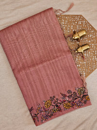 Premium Semi Tussar  with Thread Knot Work Saree - Onion Pink