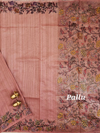 Premium Semi Tussar  with Thread Knot Work Saree - Onion Pink