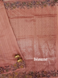 Premium Semi Tussar  with Thread Knot Work Saree - Onion Pink