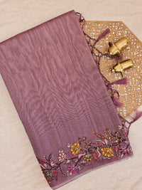 Premium Semi Tussar  with Thread Knot Work Saree - Purple