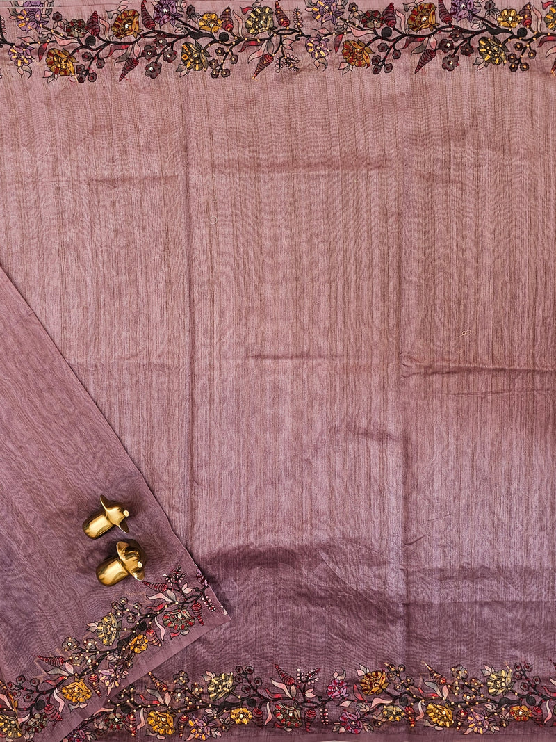 Premium Semi Tussar  with Thread Knot Work Saree - Purple