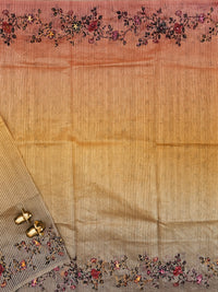 Premium Semi Tussar  with Thread Knot Work Saree - Yellow with Grey