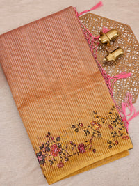 Premium Semi Tussar  with Thread Knot Work Saree - Dark Onion Pink with Yellow