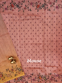 Premium Semi Tussar  with Thread Knot Work Saree - Dark Onion Pink with Yellow