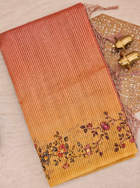 Premium Semi Tussar  with Thread Knot Work Saree - Peach with Yellow