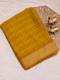 Chiffon with Zari Border Saree - Mustard Yellow