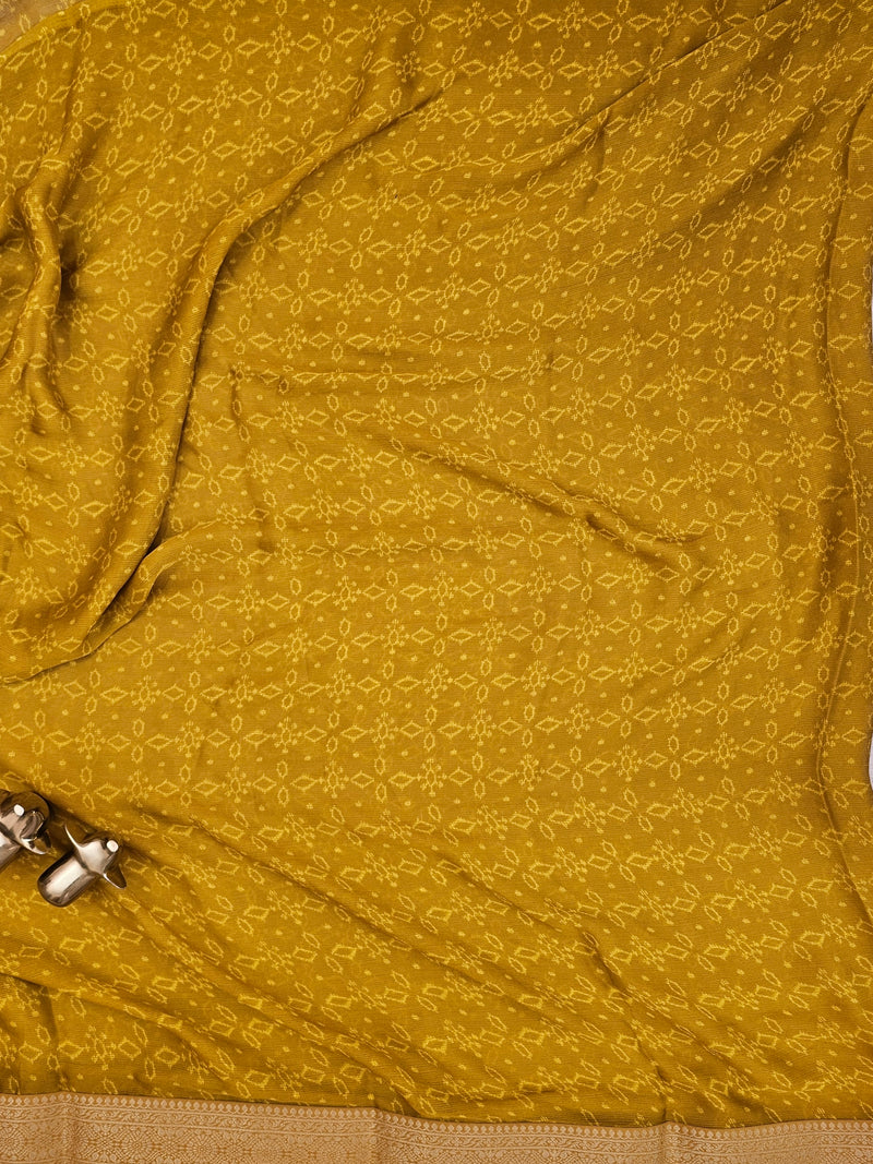Chiffon with Zari Border Saree - Mustard Yellow