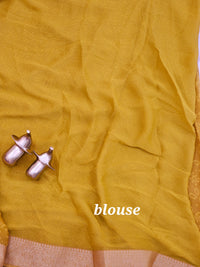 Chiffon with Zari Border Saree - Mustard Yellow