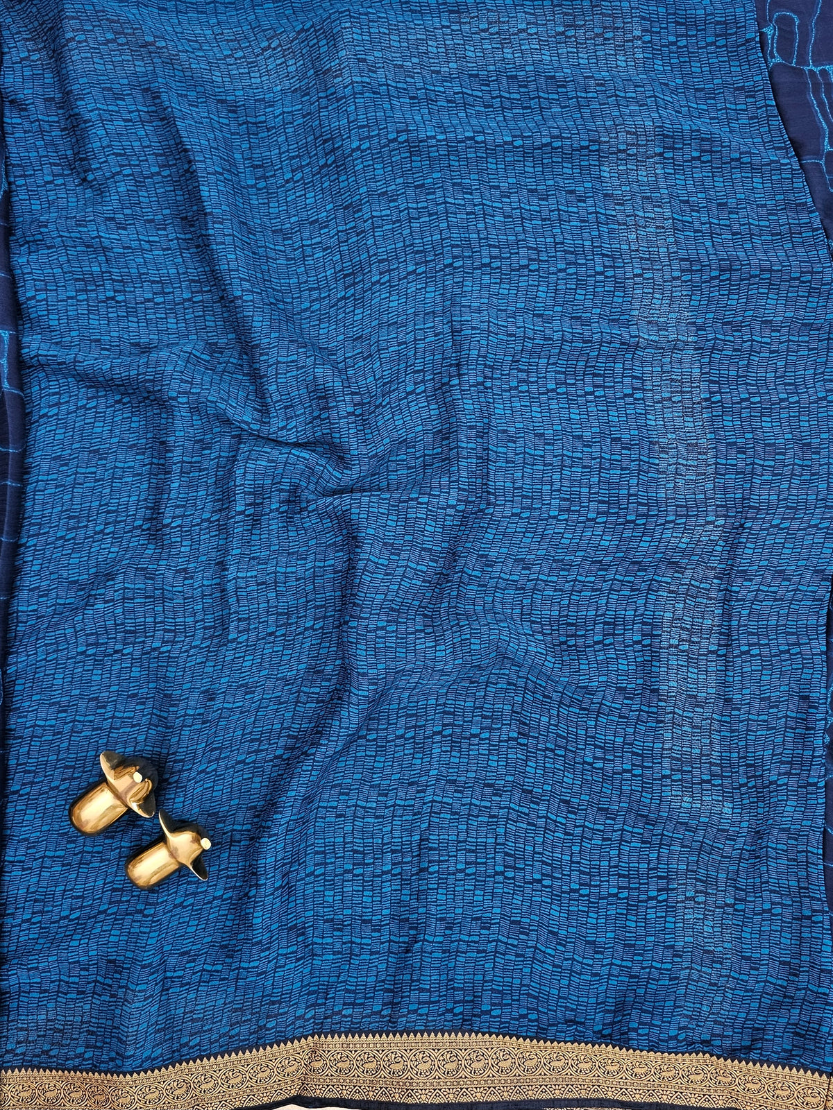 Chiffon with Zari Border Saree - Navy Blue